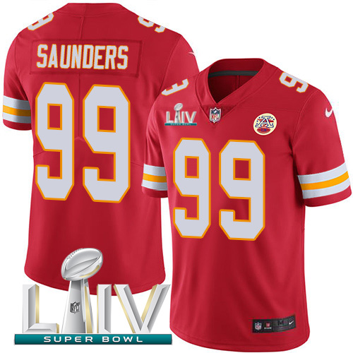 Kansas City Chiefs Nike 99 Khalen Saunders Red Super Bowl LIV 2020 Team Color Youth Stitched NFL Vapor Untouchable Limited Jersey